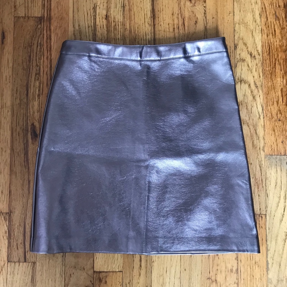 Gunmetal Silver Faux Leather Skirt!